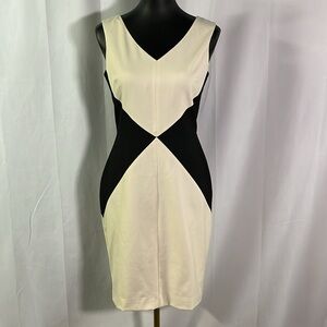Banana Republic Black & Beige Diamond Colorblock Sleeveless Sheath Dress